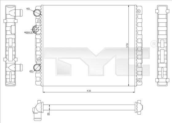 TYC 737-0040 - Радиатор, охлаждане на двигателя vvparts.bg