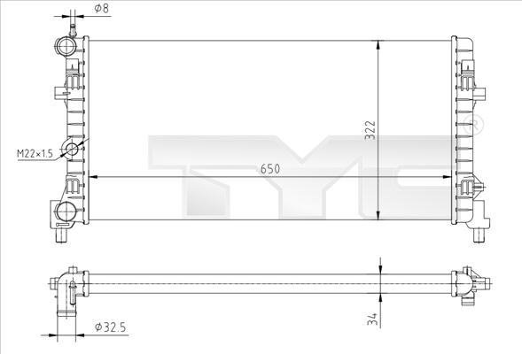 TYC 737-0064-R - Радиатор, охлаждане на двигателя vvparts.bg