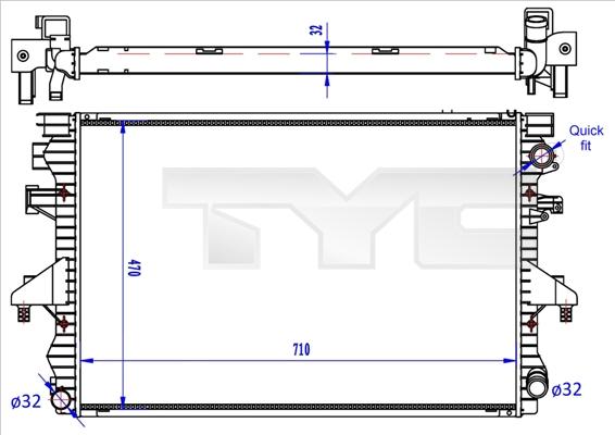 TYC 737-0060-R - Радиатор, охлаждане на двигателя vvparts.bg