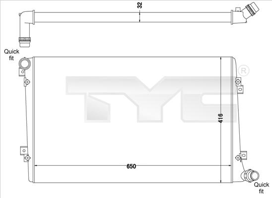 TYC 737-0063-R - Радиатор, охлаждане на двигателя vvparts.bg