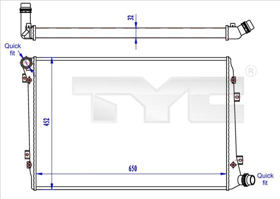 TYC 737-0062-R - Радиатор, охлаждане на двигателя vvparts.bg