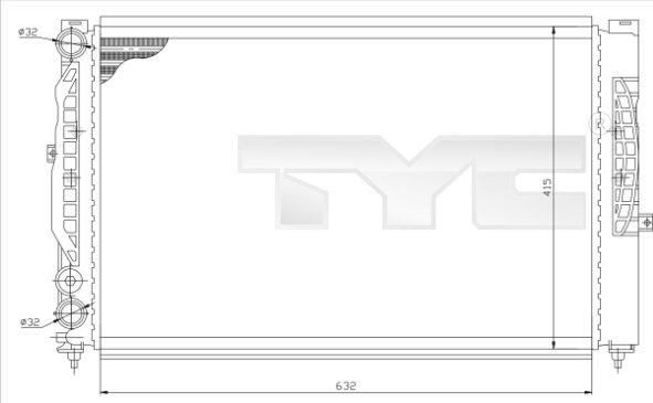 TYC 737-0007 - Радиатор, охлаждане на двигателя vvparts.bg