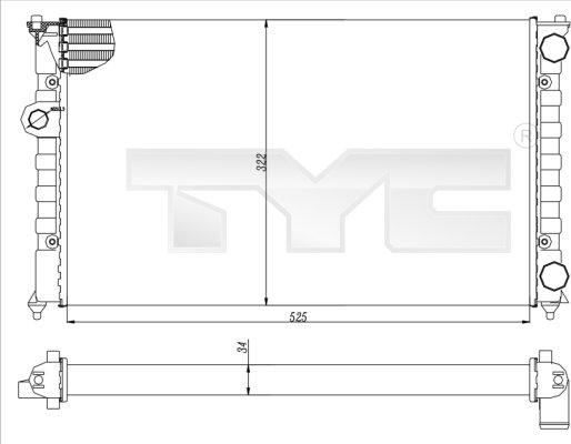 TYC 737-0016 - Радиатор, охлаждане на двигателя vvparts.bg