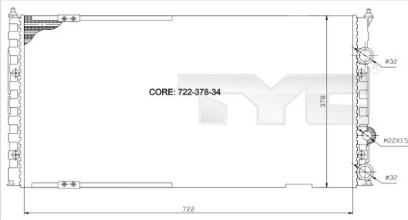 TYC 737-0011 - Радиатор, охлаждане на двигателя vvparts.bg