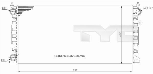 TYC 737-0034-R - Радиатор, охлаждане на двигателя vvparts.bg