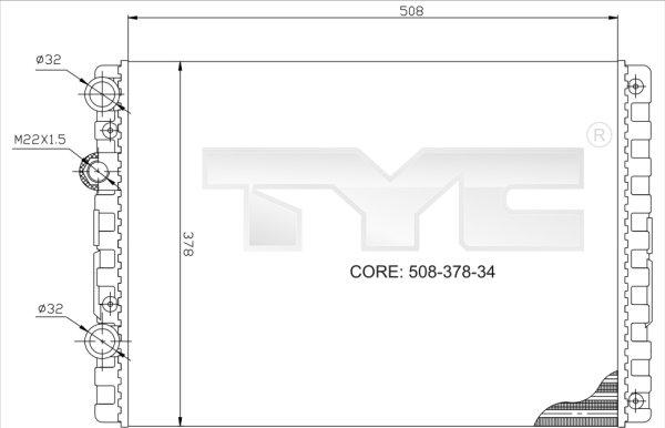 TYC 737-0024 - Радиатор, охлаждане на двигателя vvparts.bg