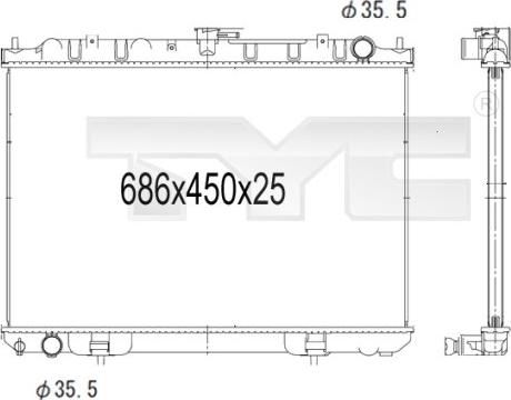 TYC 724-1008 - Радиатор, охлаждане на двигателя vvparts.bg