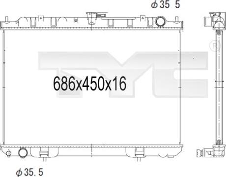 TYC 724-1013 - Радиатор, охлаждане на двигателя vvparts.bg