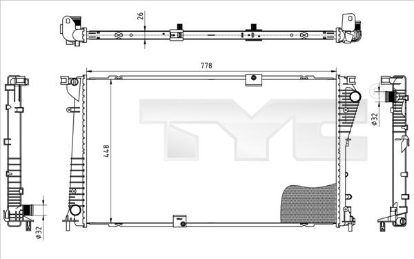 TYC 725-0045 - Радиатор, охлаждане на двигателя vvparts.bg