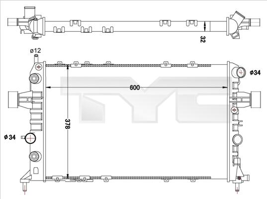 TYC 725-0040-R - Радиатор, охлаждане на двигателя vvparts.bg