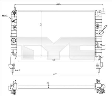 TYC 725-0048-R - Радиатор, охлаждане на двигателя vvparts.bg