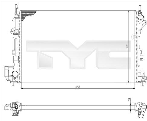 TYC 725-0009 - Радиатор, охлаждане на двигателя vvparts.bg