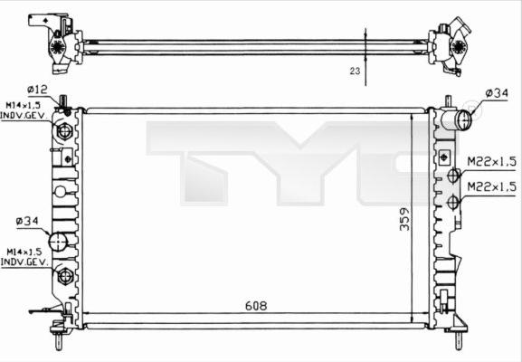 TYC 725-0004-R - Радиатор, охлаждане на двигателя vvparts.bg