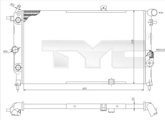 TYC 725-0001-R - Радиатор, охлаждане на двигателя vvparts.bg