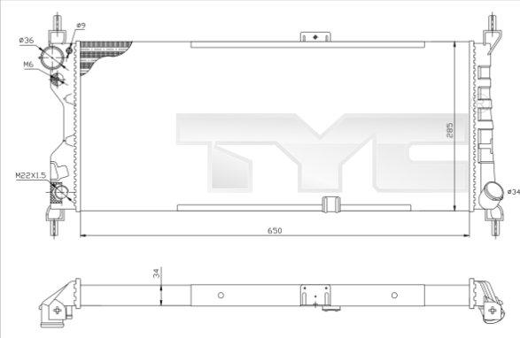 TYC 725-0019-R - Радиатор, охлаждане на двигателя vvparts.bg