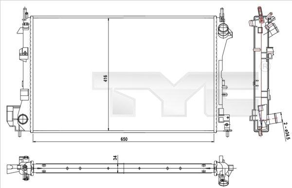 TYC 725-0010-R - Радиатор, охлаждане на двигателя vvparts.bg