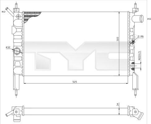 TYC 725-0018 - Радиатор, охлаждане на двигателя vvparts.bg