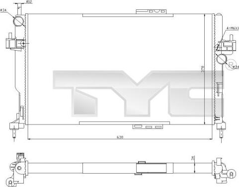 TYC 725-0034-R - Радиатор, охлаждане на двигателя vvparts.bg