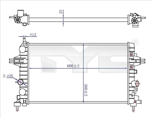 TYC 725-0036-R - Радиатор, охлаждане на двигателя vvparts.bg