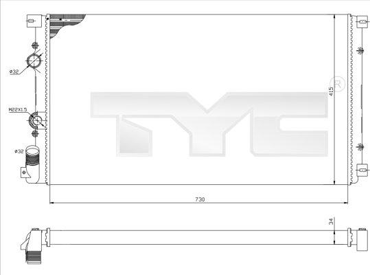 TYC 725-0030 - Радиатор, охлаждане на двигателя vvparts.bg