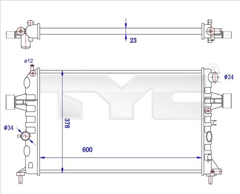 TYC 725-0038-R - Радиатор, охлаждане на двигателя vvparts.bg