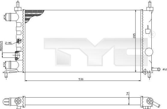 TYC 725-0025-R - Радиатор, охлаждане на двигателя vvparts.bg