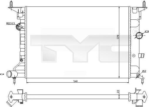 TYC 725-0026-R - Радиатор, охлаждане на двигателя vvparts.bg