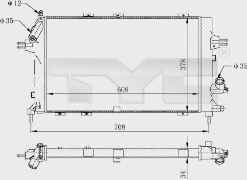 TYC 725-0028-R - Радиатор, охлаждане на двигателя vvparts.bg