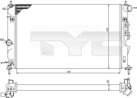 TYC 725-0027-R - Радиатор, охлаждане на двигателя vvparts.bg