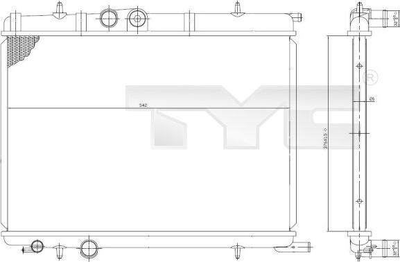 TYC 726-0006 - Радиатор, охлаждане на двигателя vvparts.bg