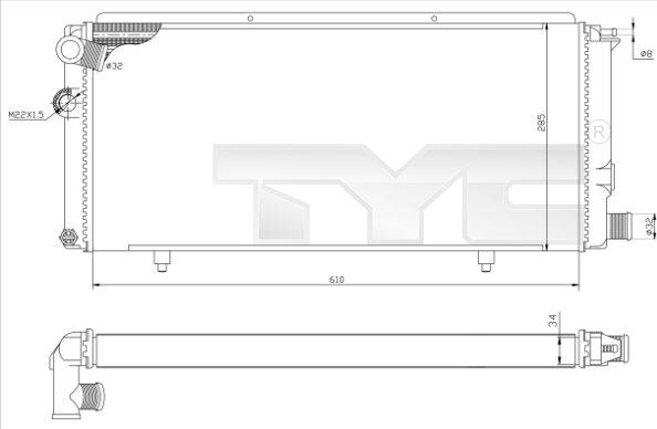 TYC 726-0014-R - Радиатор, охлаждане на двигателя vvparts.bg