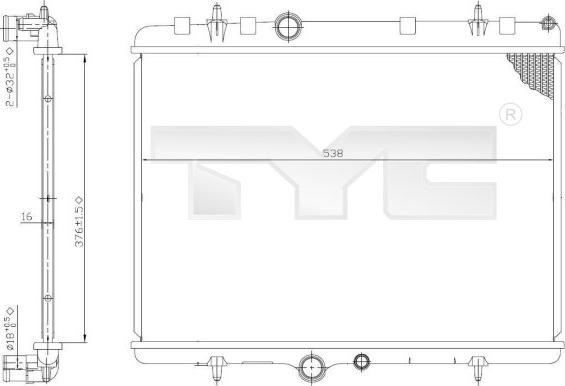 TYC 726-0011 - Радиатор, охлаждане на двигателя vvparts.bg