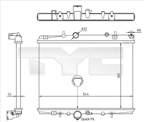 TYC 726-0018-R - Радиатор, охлаждане на двигателя vvparts.bg