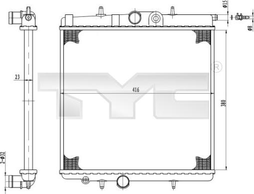 TYC 726-0017-R - Радиатор, охлаждане на двигателя vvparts.bg