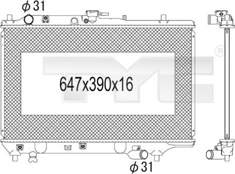 TYC 720-1009 - Радиатор, охлаждане на двигателя vvparts.bg