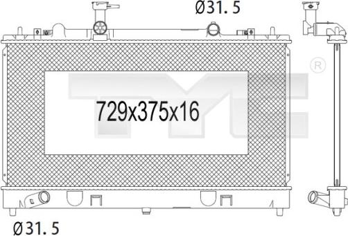 TYC 720-1006 - Радиатор, охлаждане на двигателя vvparts.bg