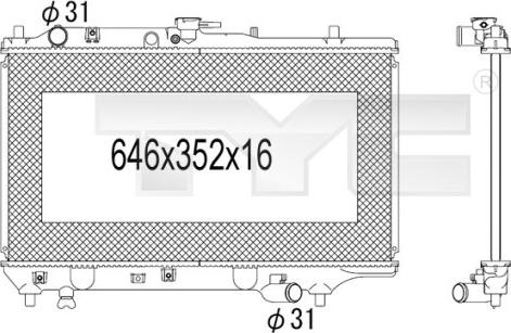 TYC 720-1010 - Радиатор, охлаждане на двигателя vvparts.bg