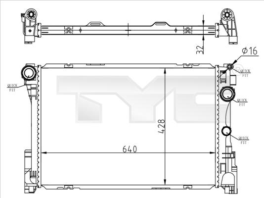 TYC 721-0015 - Радиатор, охлаждане на двигателя vvparts.bg