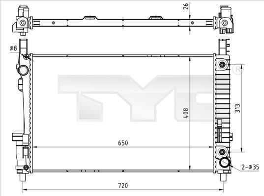 TYC 721-0020 - Радиатор, охлаждане на двигателя vvparts.bg