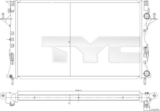 TYC 728-0049 - Радиатор, охлаждане на двигателя vvparts.bg