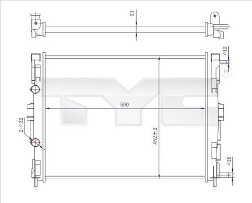 TYC 728-0059-R - Радиатор, охлаждане на двигателя vvparts.bg