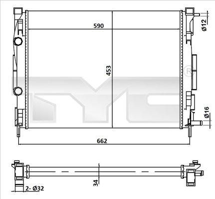 TYC 728-0054 - Радиатор, охлаждане на двигателя vvparts.bg