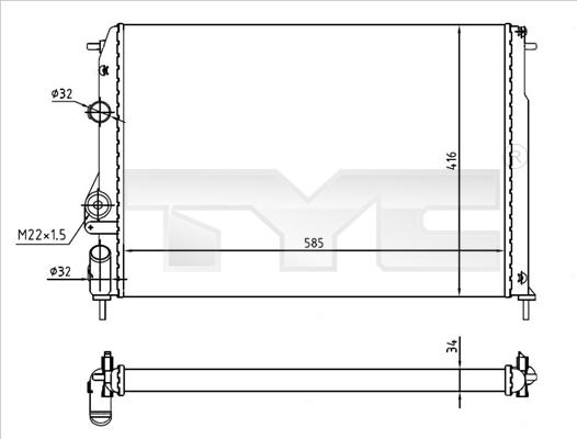 TYC 728-0055-R - Радиатор, охлаждане на двигателя vvparts.bg