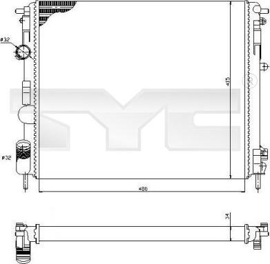 TYC 728-0053 - Радиатор, охлаждане на двигателя vvparts.bg