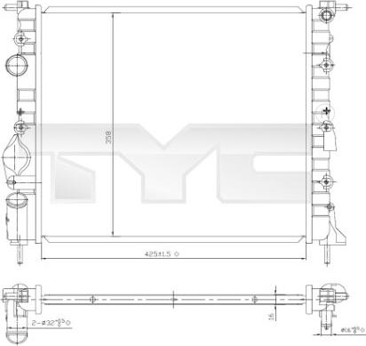 TYC 728-0052 - Радиатор, охлаждане на двигателя vvparts.bg