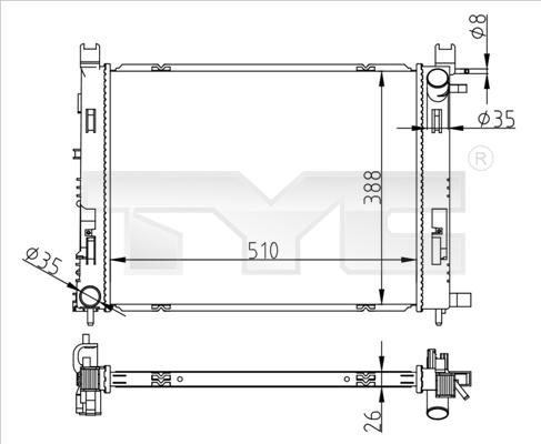 TYC 728-0062 - Радиатор, охлаждане на двигателя vvparts.bg