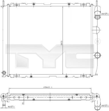 TYC 728-0014 - Радиатор, охлаждане на двигателя vvparts.bg