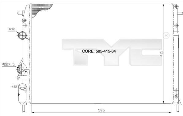 TYC 728-0011 - Радиатор, охлаждане на двигателя vvparts.bg