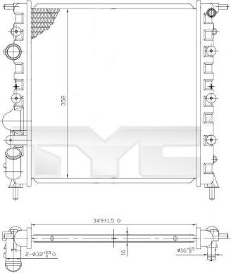 TYC 728-0013 - Радиатор, охлаждане на двигателя vvparts.bg