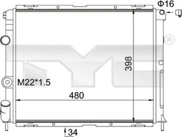 TYC 728-0012-R - Радиатор, охлаждане на двигателя vvparts.bg